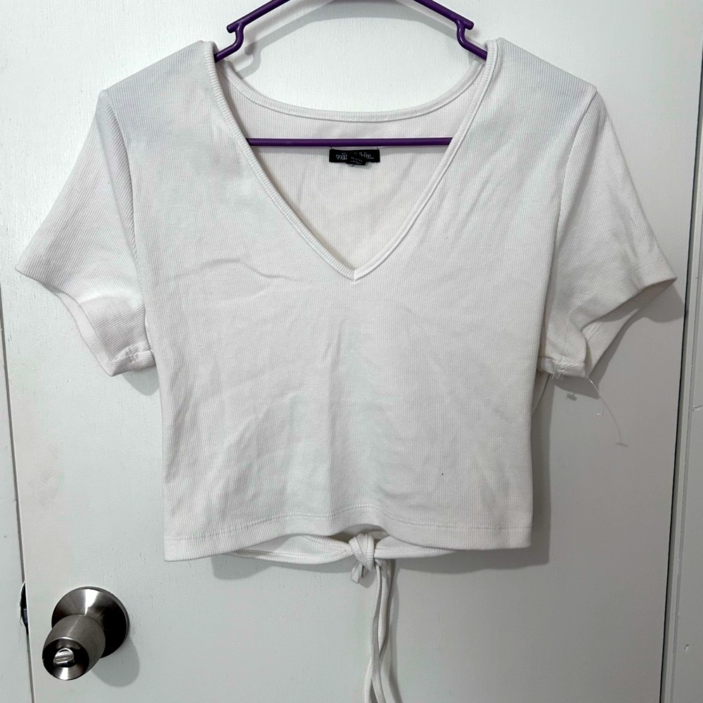 Wild Fable White Tie Back Crop T-Shirt